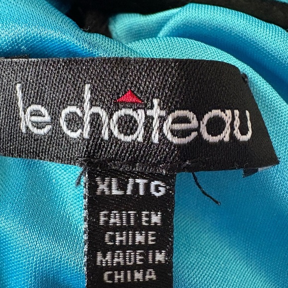 Le Chateau Blue and Black Chevron Halter Top - Picture 3 of 5